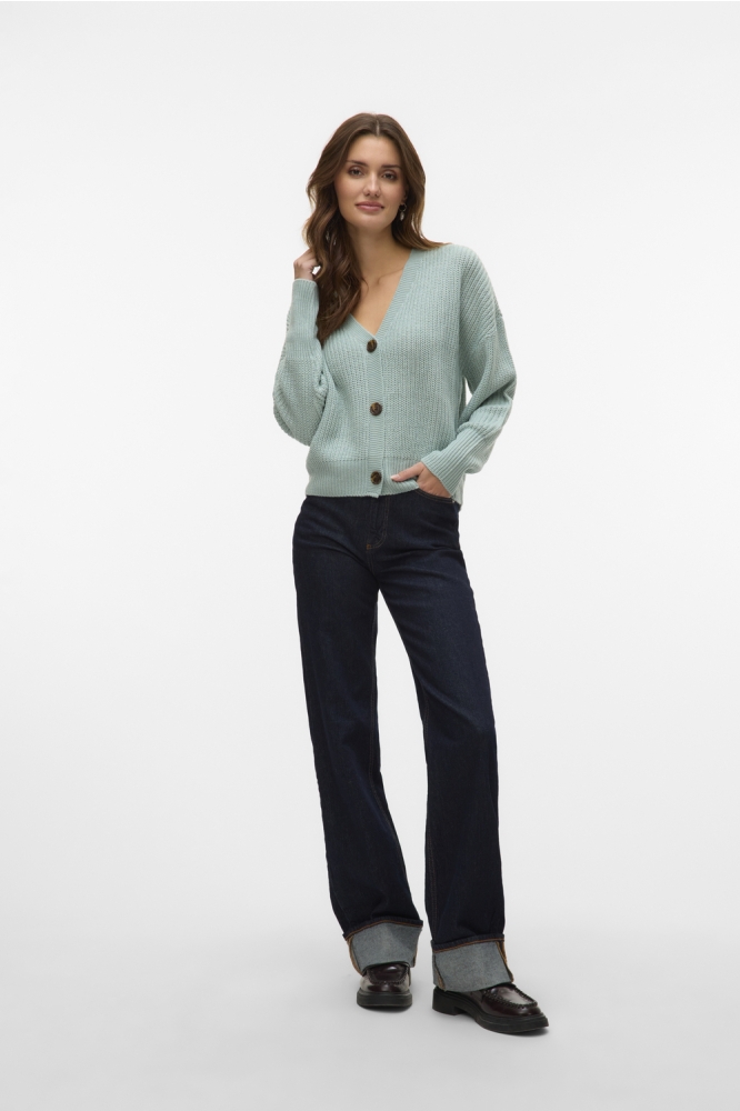 VMLEA LS V-NECK CUFF CARDIGAN NOOS 10249632 GRAY MIST